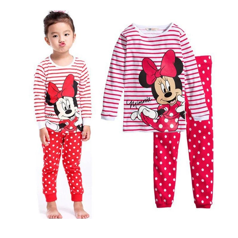 Minnie Mouse Tweekleurige Pyjama Set voor Kinderen - Lotte Prinsessen Pyjama met Stipjes