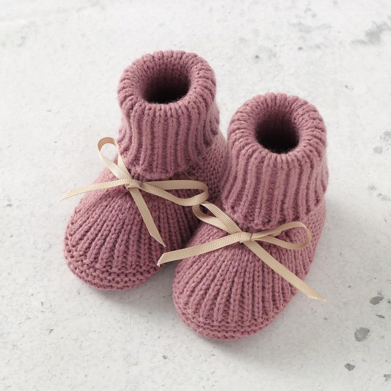 Schattige Gebreide Babyschoenen en Wanten Set