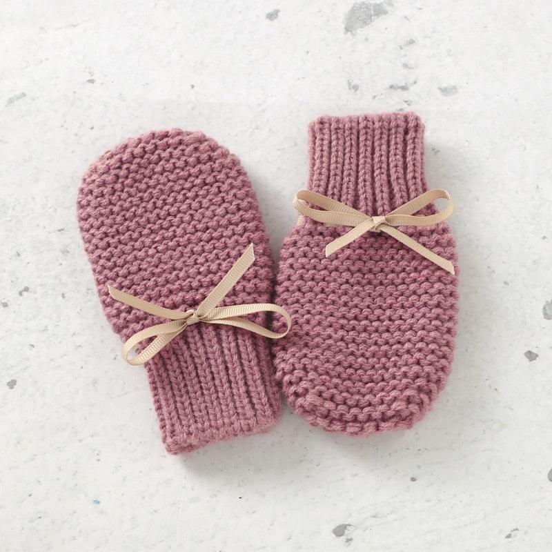 Schattige Gebreide Babyschoenen en Wanten Set