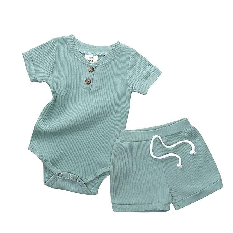 Geribbelde Romper en Shorts Set