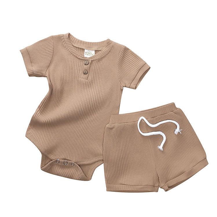 Geribbelde Romper en Shorts Set