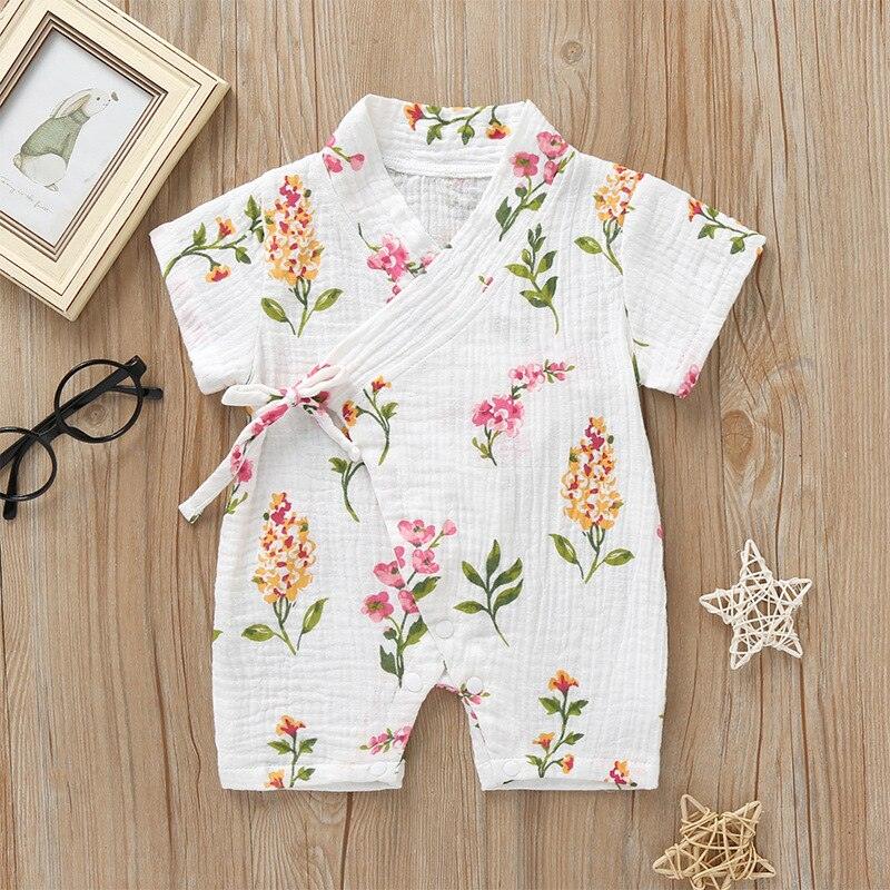 Korte Mouw Baby Kimono Romper